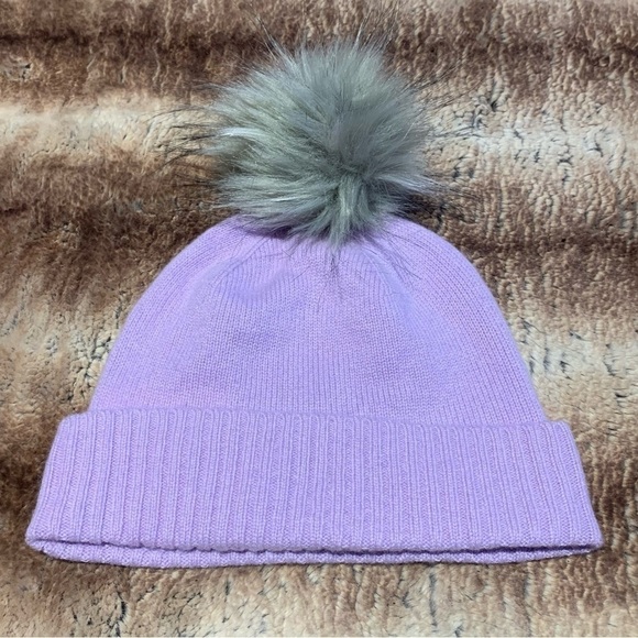 Nordstrom Rack Cashmere Pom Beanie Purple - Picture 1 of 5